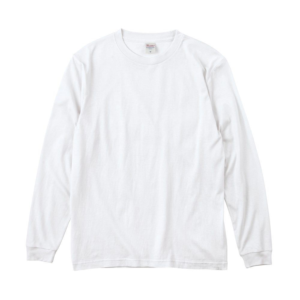綿Tシャツ(長袖・リブ付) - ホワイト